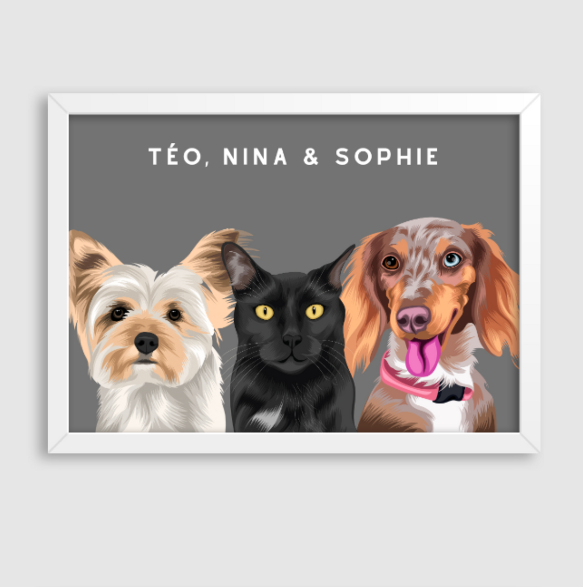 Quadro Personalizado Pintura 3 Pets