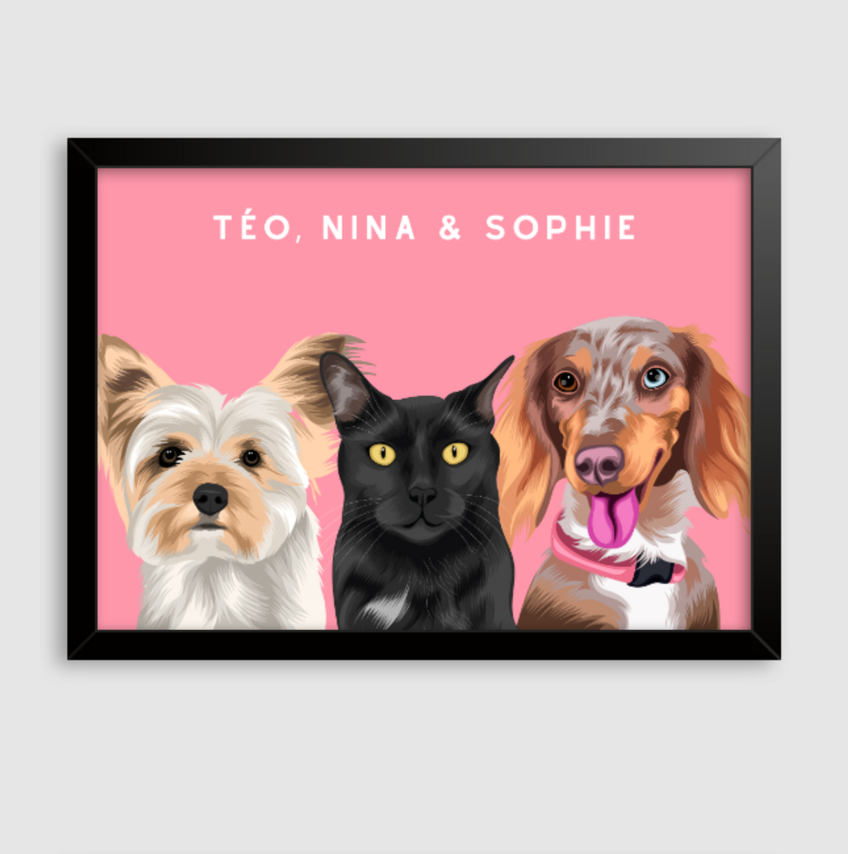 Quadro Personalizado Pintura 3 Pets