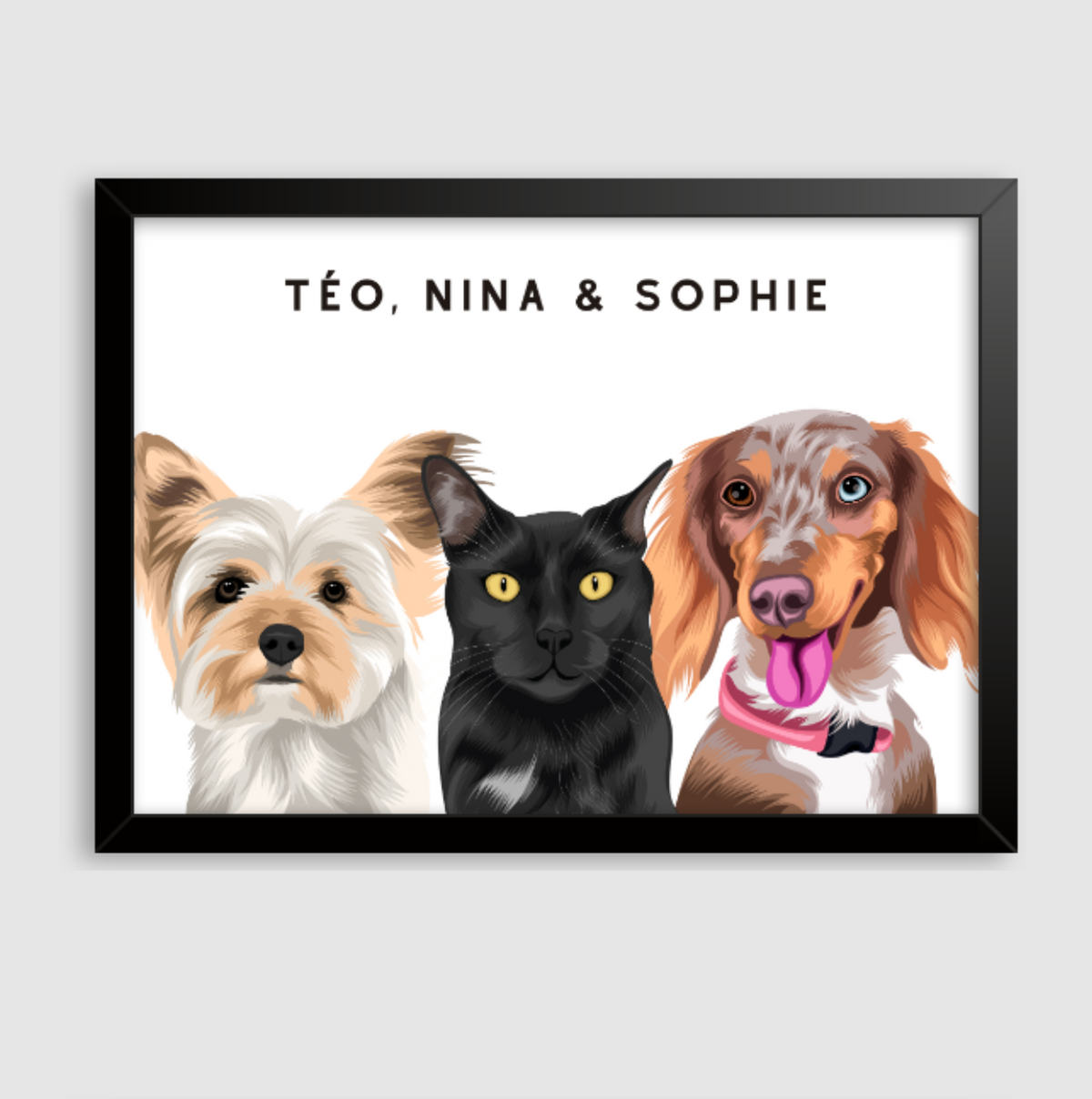 Quadro Personalizado Pintura 3 Pets