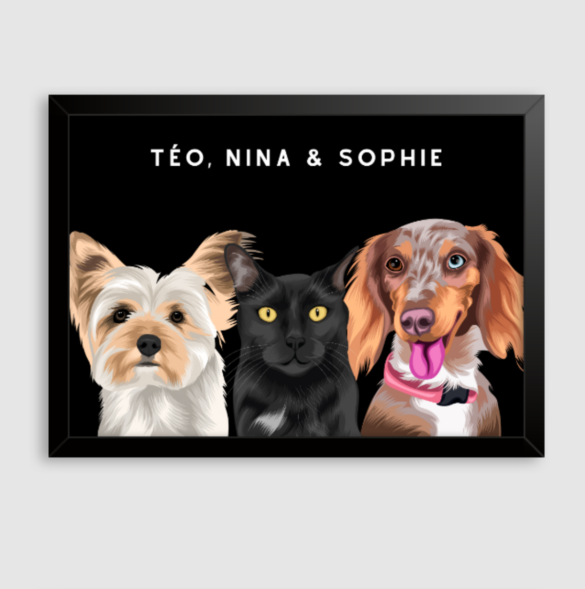 Quadro Personalizado Pintura 3 Pets