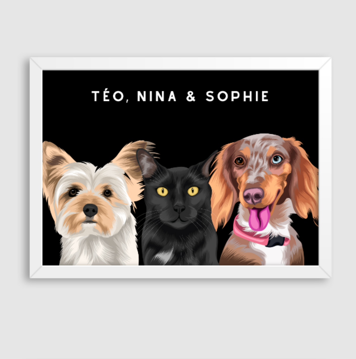 Quadro Personalizado Pintura 3 Pets