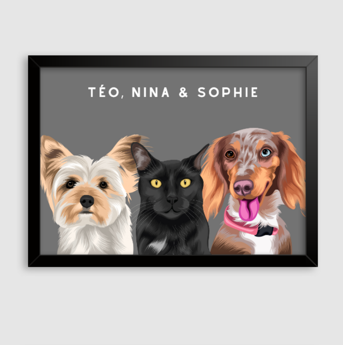 Quadro Personalizado Pintura 3 Pets